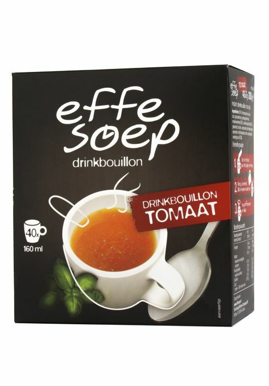 Effe soep Tomaat drinkbouillon zakjes CF Beaumont Koffie Limburg